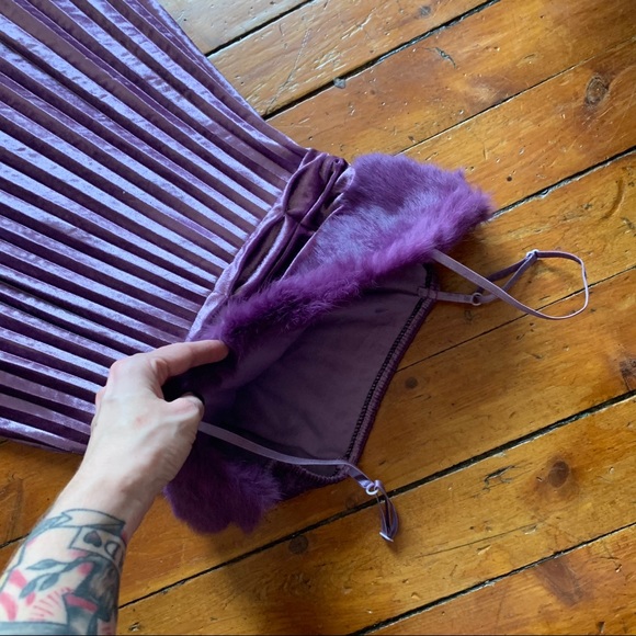 Vintage Violet Crush Velvet and Fur Dress - Picture 2 of 7